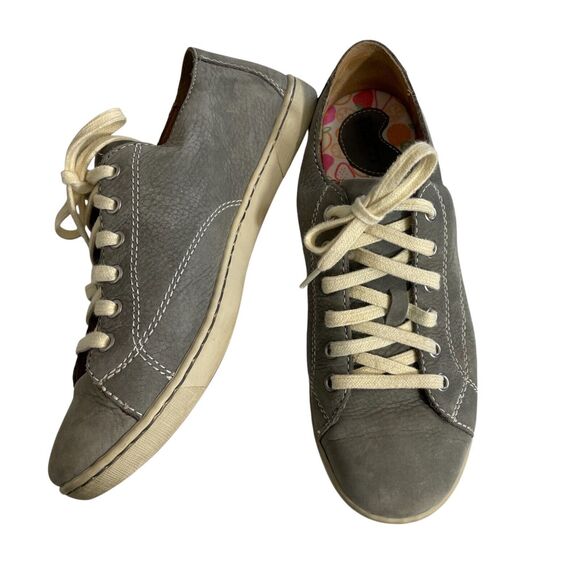 BORN 9 1/2 41 Womens Kai‎ Grey Leather Sneaker Lace Up. Lot Top Casual Comfort - Picture 1 of 7